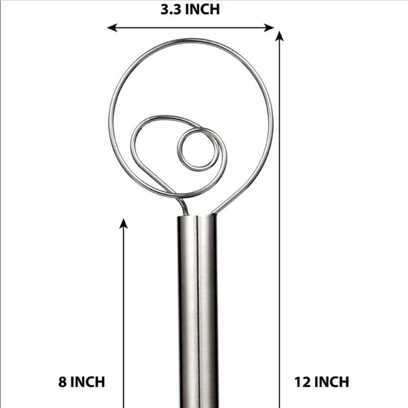 12 inch Stainless Steel Dough Whisk - Picture 3 of 4
